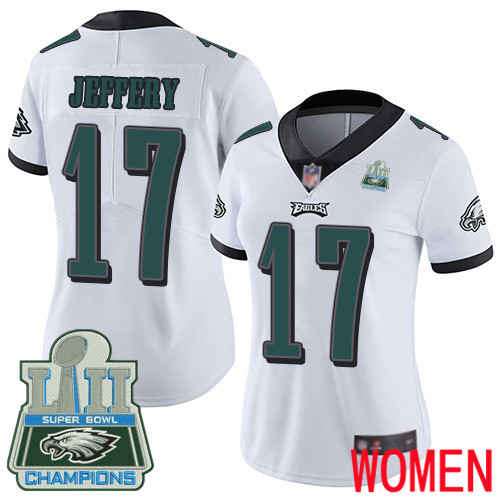 Women Philadelphia Eagles #17 Alshon Jeffery White Vapor Untouchable NFL Jersey Limited Player Super Bowl LII 100th